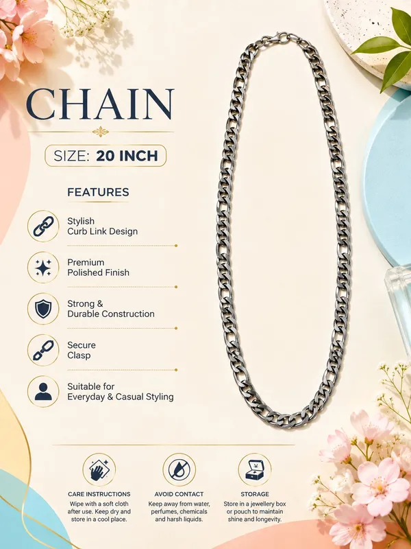 Premium_Silver_Tone_Curb_Link_Chain_for_Men_–_20_Inch_Polished_Interlocking_Necklace