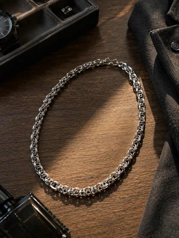 Premium_Silver_Tone_Interlocking_Link_Chain_for_Men_–_20_Inch_Polished_Statement_Necklace