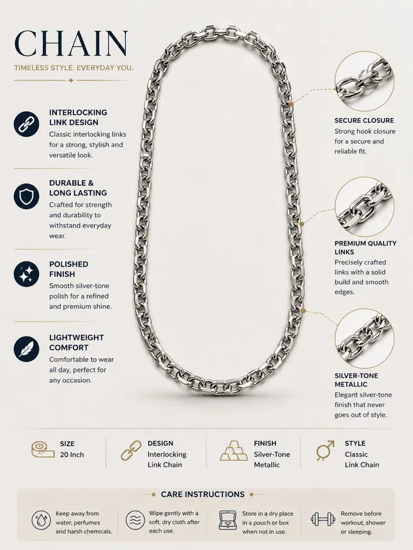 Premium_Silver_Tone_Interlocking_Link_Chain_for_Men_&_Women_–_20_Inch_Classic_Chain_Necklace