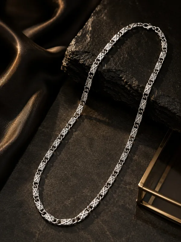 Premium_Silver_Tone_X_Pattern_Link_Chain_for_Men_&_Women_–_20_Inch_Textured_Chain_with_Lobster_Clasp