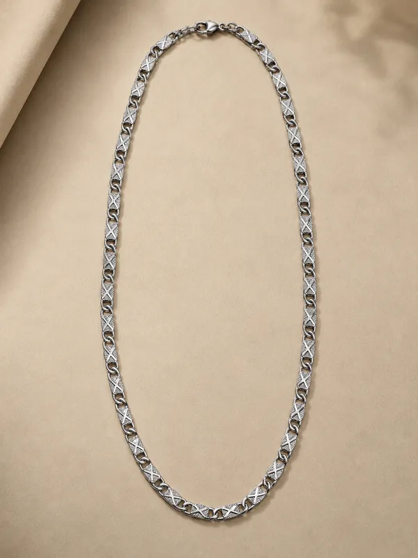 Premium_Silver_Tone_X_Pattern_Link_Chain_for_Men_&_Women_–_20_Inch_Textured_Chain_with_Lobster_Clasp