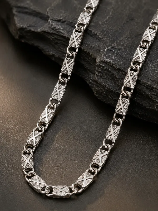 Premium_Silver_Tone_X_Pattern_Link_Chain_for_Men_&_Women_–_20_Inch_Textured_Chain_with_Lobster_Clasp