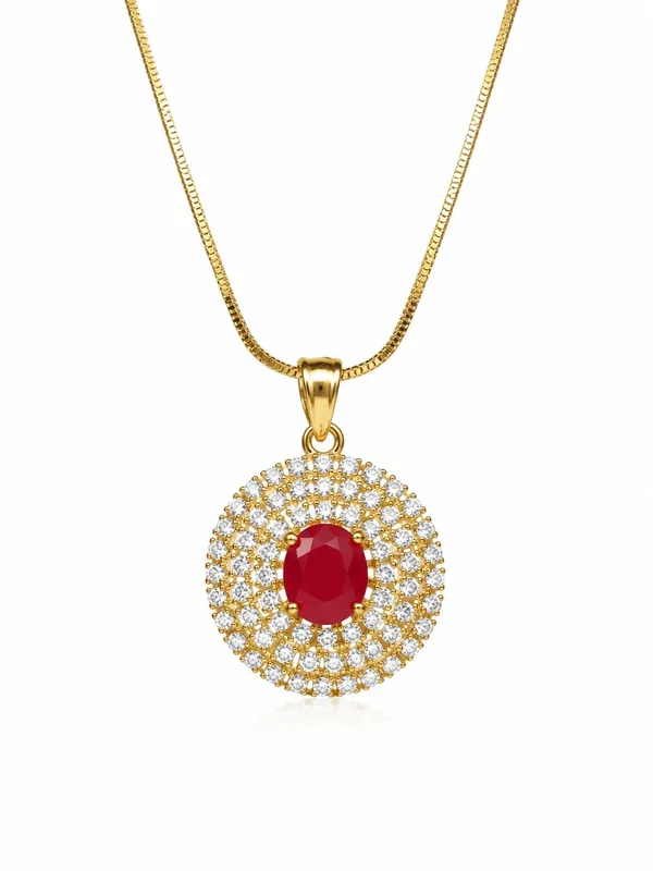 Red_AD_Stone_Gold_Plated_Pendant_CHAIN_SET