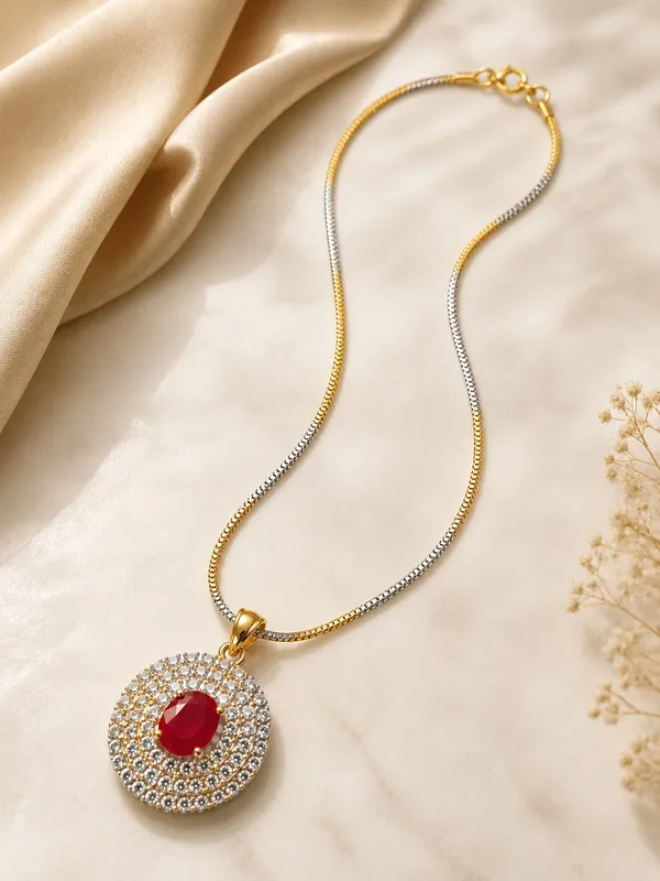 Red_AD_Stone_Gold_Plated_Pendant_CHAIN_SET