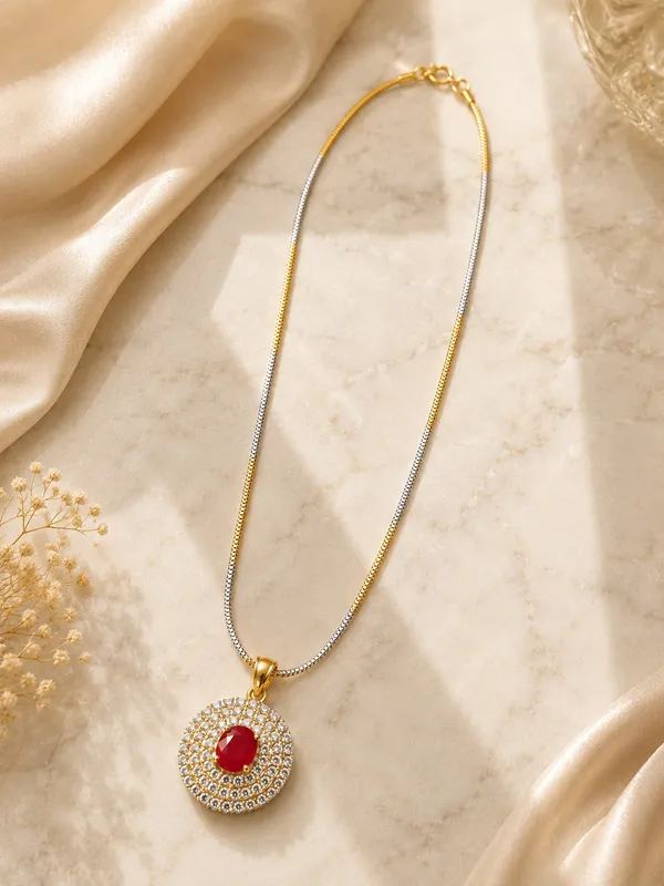 Red_AD_Stone_Gold_Plated_Pendant_CHAIN_SET
