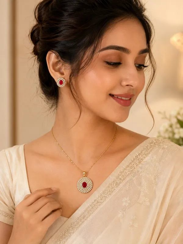 Red_AD_Stone_Gold_Plated_Pendant_&_Earrings_Set