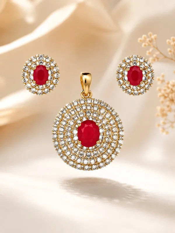 Red_AD_Stone_Gold_Plated_Pendant_&_Earrings_Set