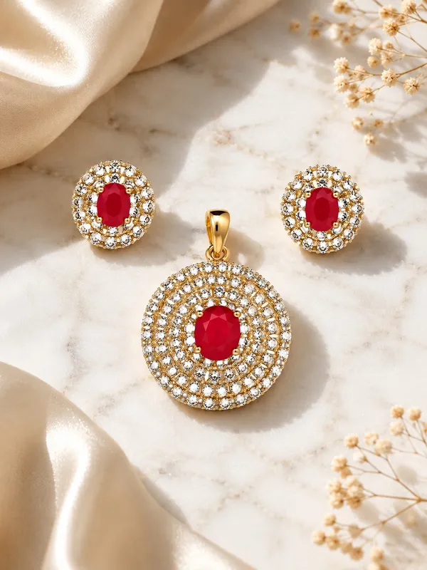 Red_AD_Stone_Gold_Plated_Pendant_&_Earrings_Set