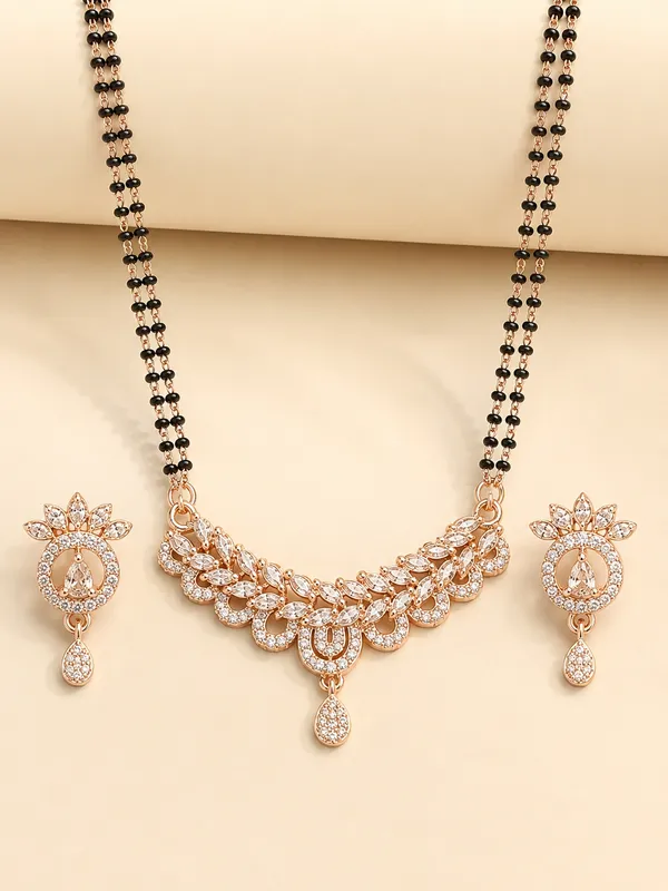 Rose_Gold_Plated_30_Inch_2-Line_Black_Beaded_Floral_Necklace_Set_with_Matching_Earrings_for_Women