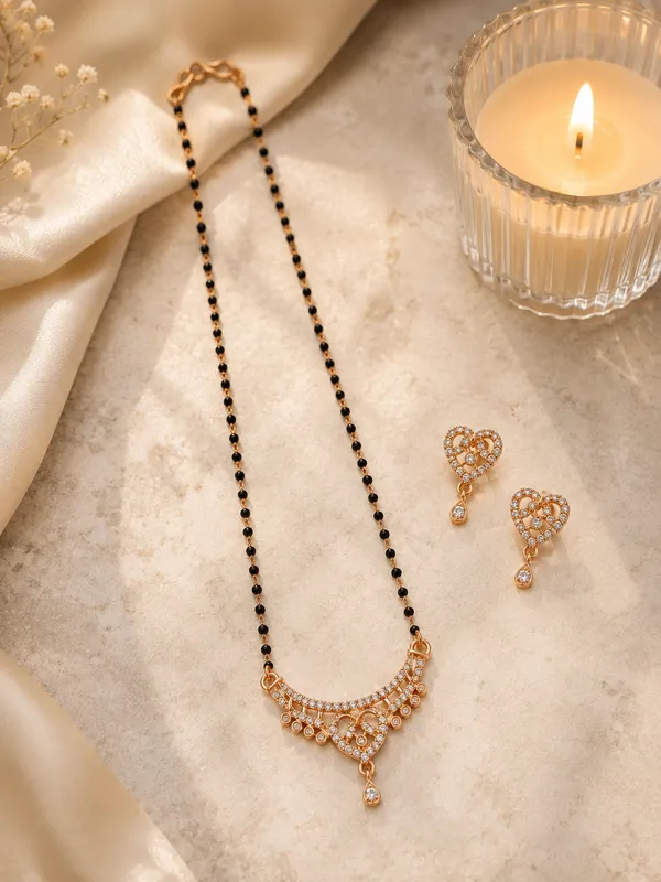 Rose_Gold_Plated_Black_Beaded_Heart_Pendant_Necklace_Set_with_Matching_Earrings