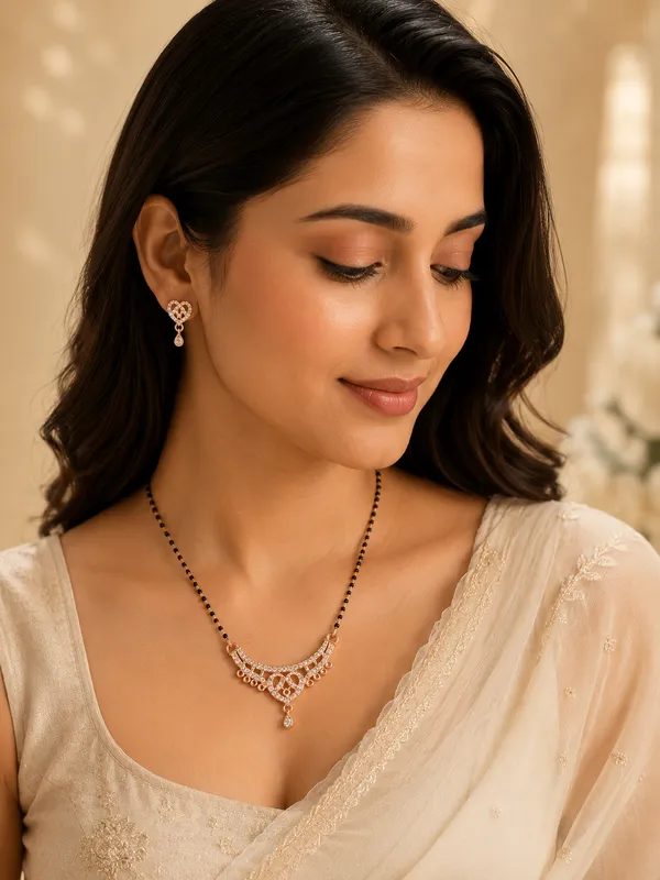 Rose_Gold_Plated_Black_Beaded_Heart_Pendant_Necklace_Set_with_Matching_Earrings