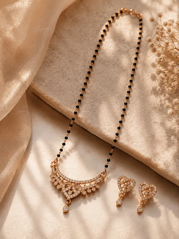 Rose_Gold_Plated_Black_Beaded_Heart_Pendant_Necklace_Set_with_Matching_Earrings