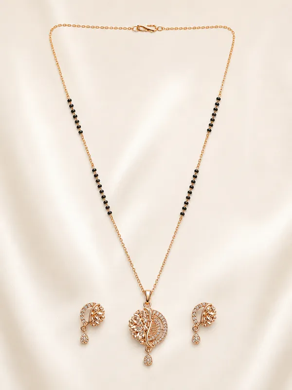 Rose_Gold_Plated_Black_Beaded_Necklace_Set_with_Matching_Earrings