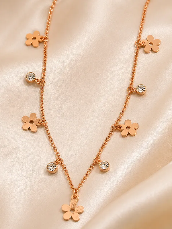 Rose_Gold_Plated_Flower_Chain_18_Inch_with_S-Type_Hook