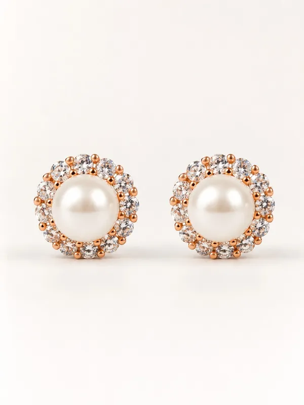 Rose_Gold_Plated_Pearl_Stud_Earrings_with_AD_Stones