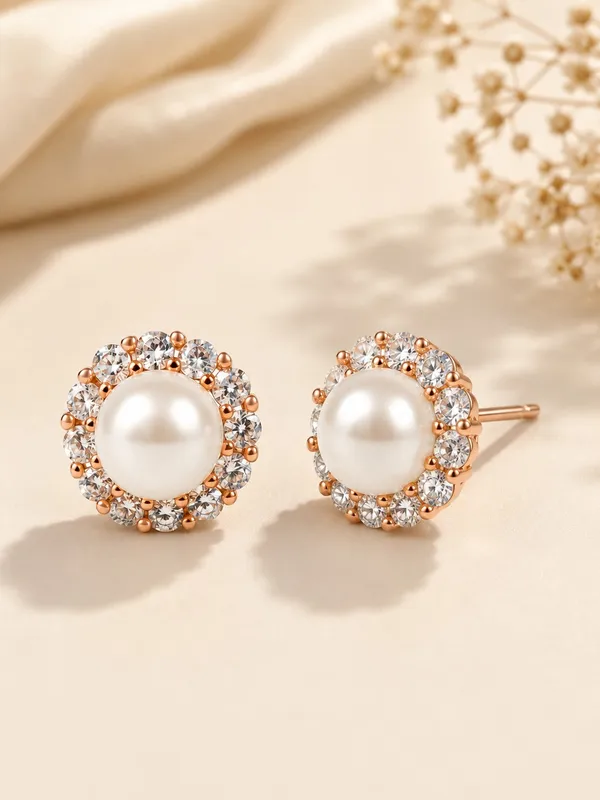 Rose_Gold_Plated_Pearl_Stud_Earrings_with_AD_Stones