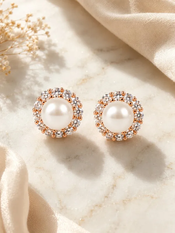 Rose_Gold_Plated_Pearl_Stud_Earrings_with_AD_Stones