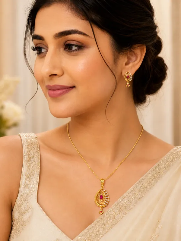 Royal_Ruby_Pink_AD_Pendant_Set_with_Matching_Earrings