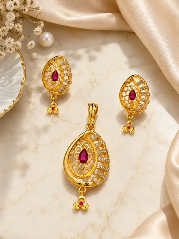 Royal_Ruby_Pink_AD_Pendant_Set_with_Matching_Earrings