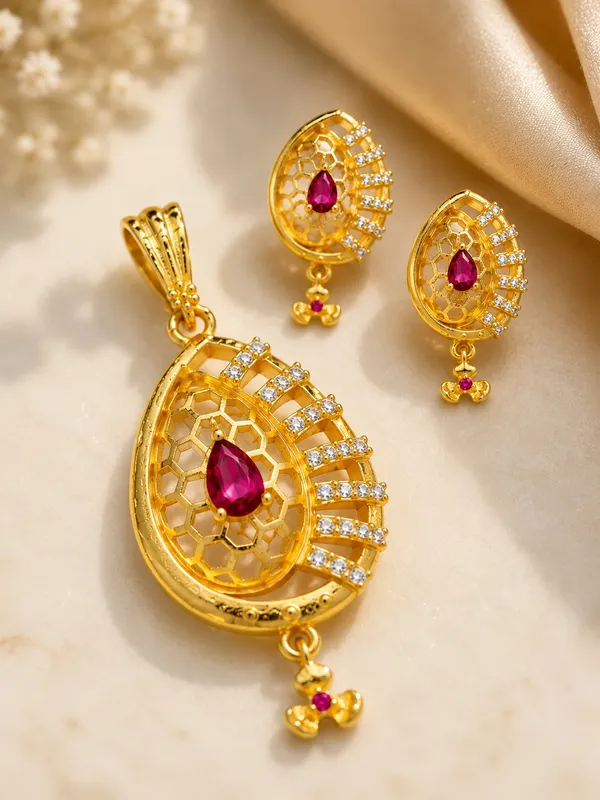 Royal_Ruby_Pink_AD_Pendant_Set_with_Matching_Earrings