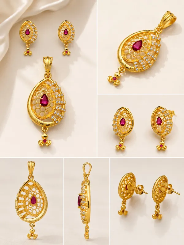 Royal_Ruby_Pink_AD_Pendant_Set_with_Matching_Earrings