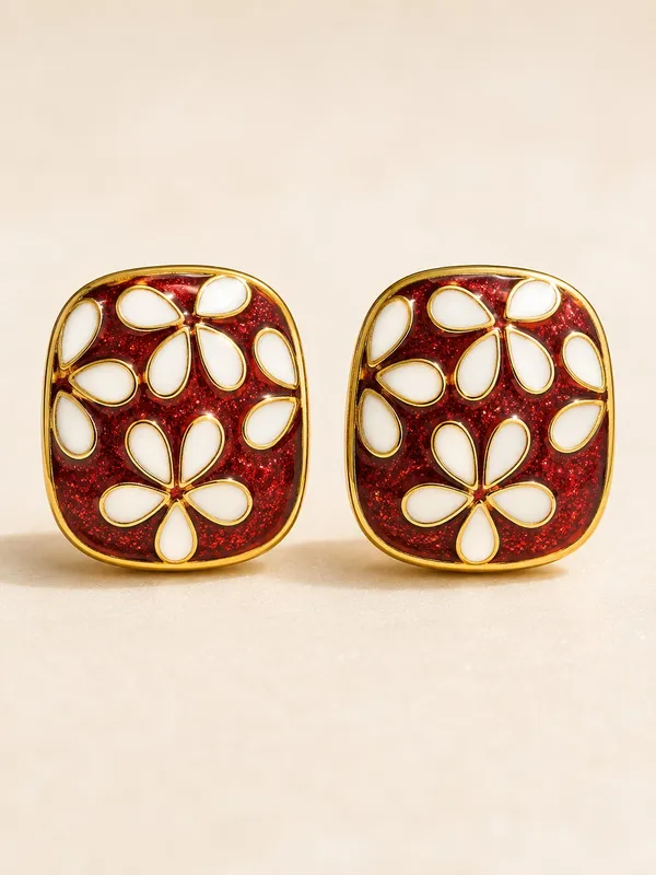 Ruby_Red_Meenakari_Floral_Square_Stud_Earrings