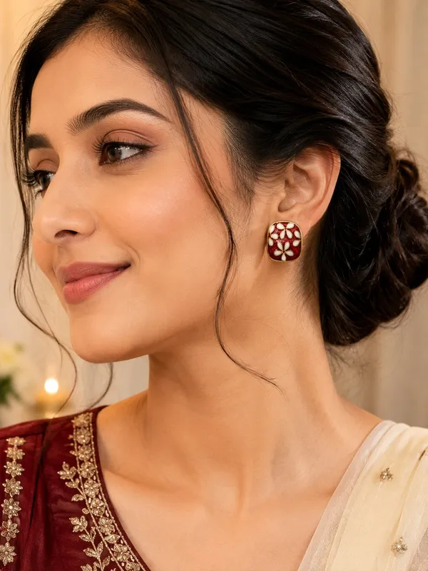 Ruby_Red_Meenakari_Floral_Square_Stud_Earrings