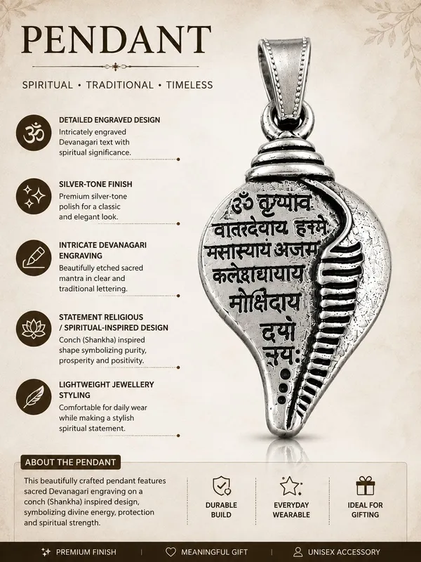 Silver_Finish_Shankh_Inspired_Engraved_Spiritual_Pendant