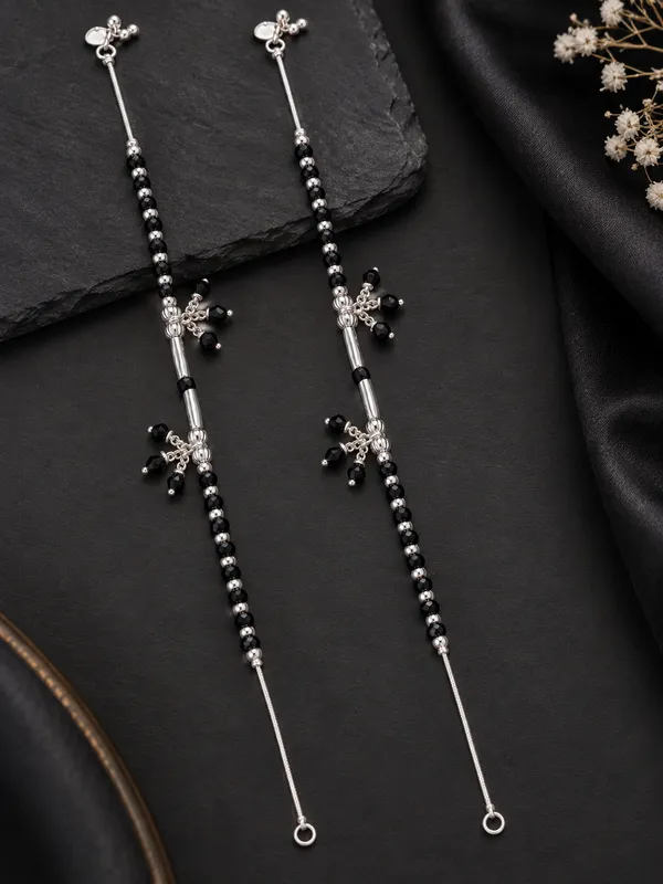Silver_Plated_Black_Beads_Anklet