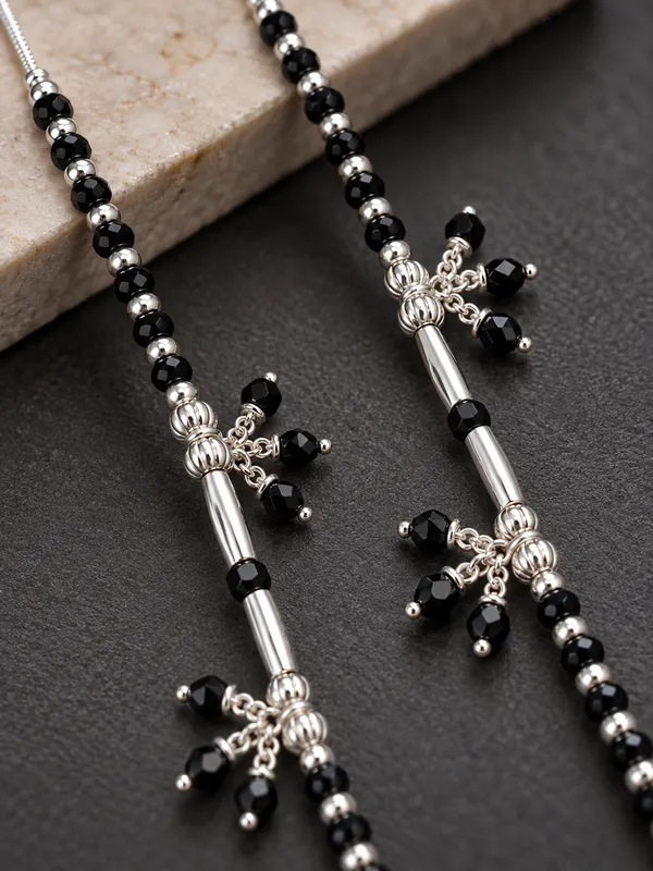 Silver_Plated_Black_Beads_Anklet