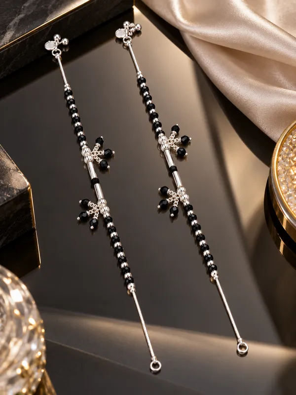 Silver_Plated_Black_Beads_Anklet
