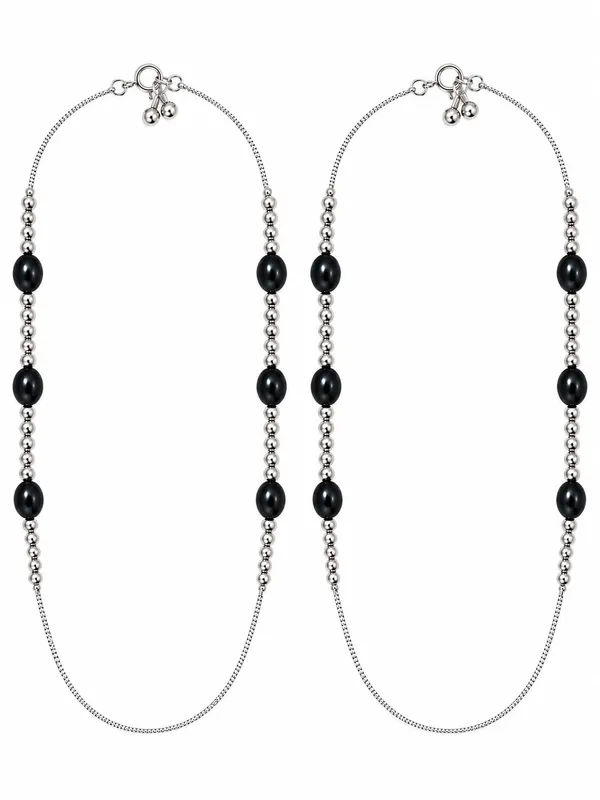Silver_Plated_Black_Beads_Anklet_/_Payal_–_10_Inch