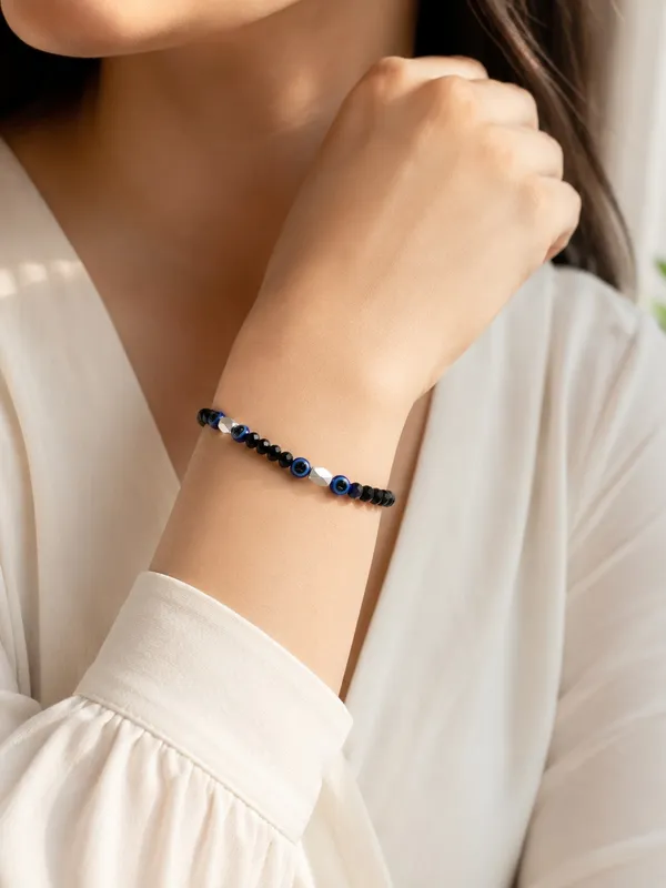 Silver_Plated_Black_Crystal_Evil_Eye_Bracelet_–_7.5_Inch