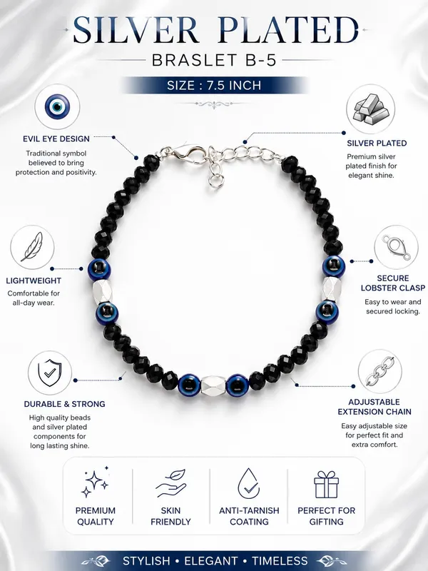 Silver_Plated_Black_Crystal_Evil_Eye_Bracelet_–_7.5_Inch