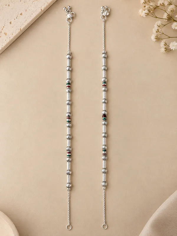 Silver_Plated_Black_&_White_Beads_Pearl_Payal_/_Anklet_–_10_Inch