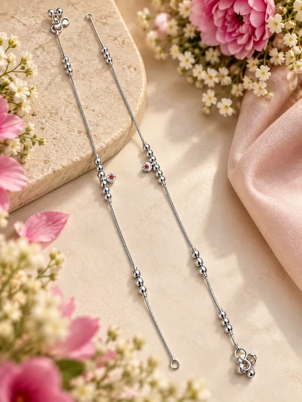 Silver_Plated_Black_&_White_Pearl_Payal_/_Anklet_–_10_Inch