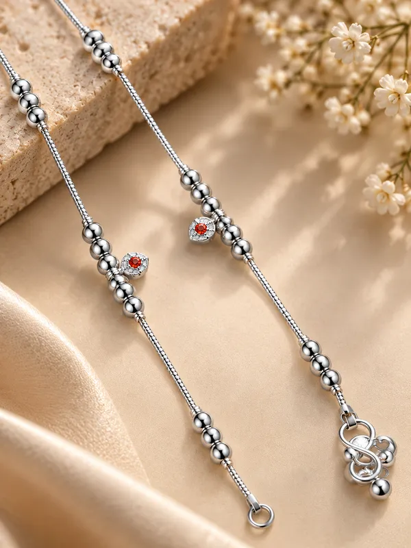 Silver_Plated_Black_&_White_Pearl_Payal_/_Anklet_–_10_Inch