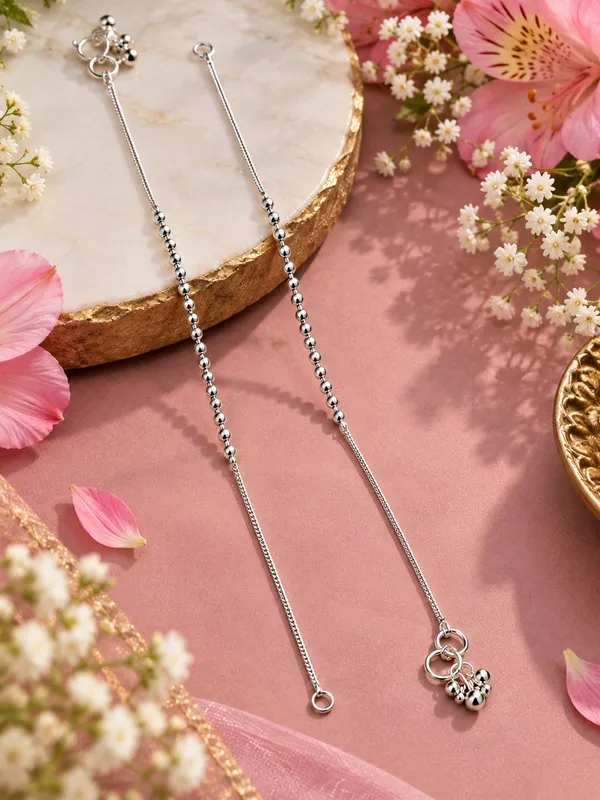 Silver_Plated_Black_&_White_Pearl_Payal_/_Anklet_–_10_Inch