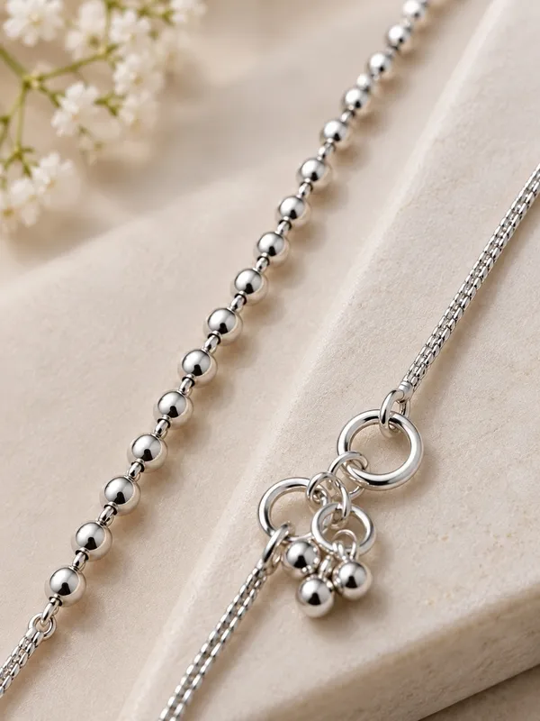 Silver_Plated_Black_&_White_Pearl_Payal_/_Anklet_–_10_Inch
