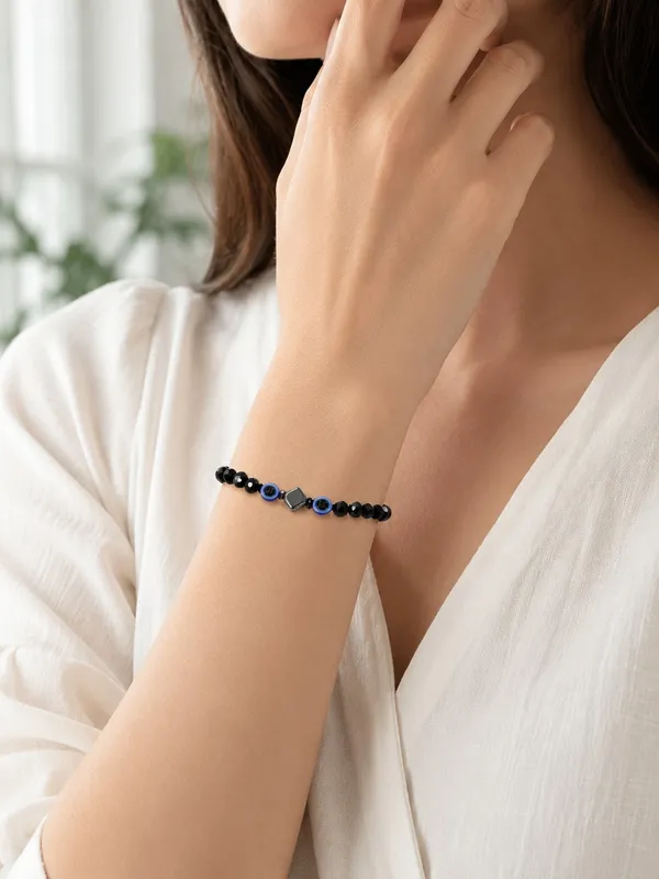 Silver_Plated_Evil_Eye_Black_Crystal_Bracelet_B-10_–_Adjustable_7.5_Inch
