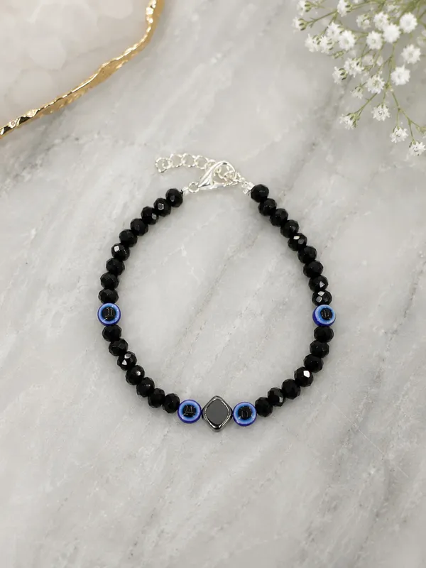 Silver_Plated_Evil_Eye_Black_Crystal_Bracelet_B-10_–_Adjustable_7.5_Inch