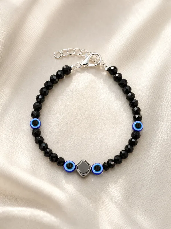Silver_Plated_Evil_Eye_Black_Crystal_Bracelet_B-10_–_Adjustable_7.5_Inch