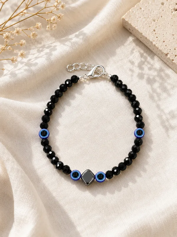 Silver_Plated_Evil_Eye_Black_Crystal_Bracelet_B-10_–_Adjustable_7.5_Inch