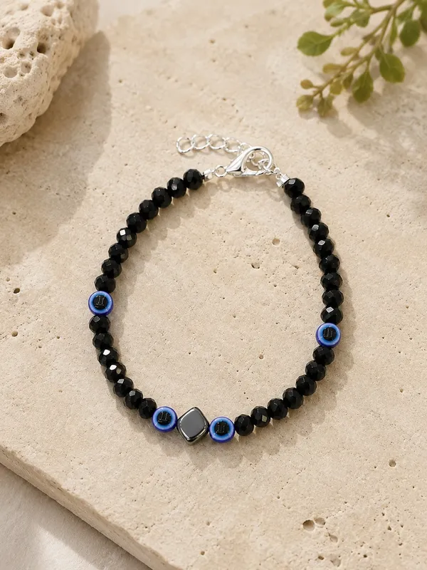Silver_Plated_Evil_Eye_Black_Crystal_Bracelet_B-10_–_Adjustable_7.5_Inch
