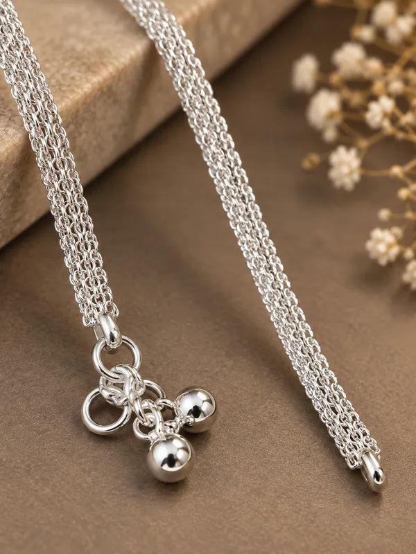Silver_Plated_Pearl_Payal_/_Anklet_–_10_Inch_Multi-Chain_Design