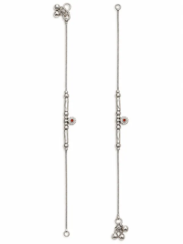 Silver_Plated_Pearl_Payal_/_Anklet_with_Red_Stone_–_10_Inch