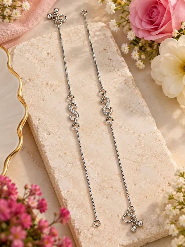 Silver_Plated_Pearl_Payal_/_Anklet_with_S_Design_–_10_Inch