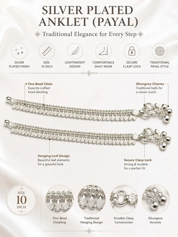 Silver_Plated_Traditional_Payal_Anklet_with_Hanging_Leaf_Elements_&_Ghungroo_Charms_–_10_Inch