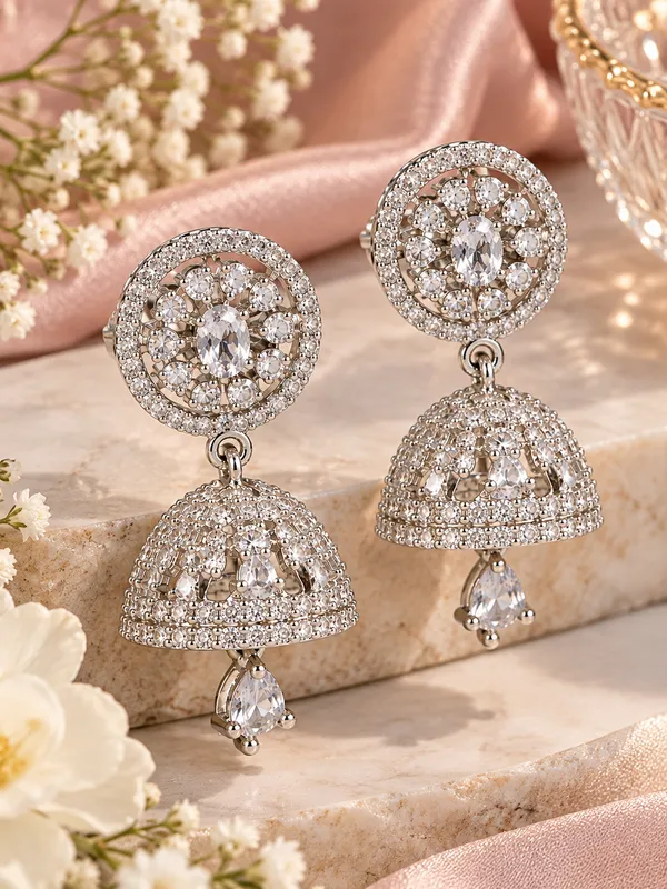 Silver_Tone_Crystal_Jhumka_Earrings