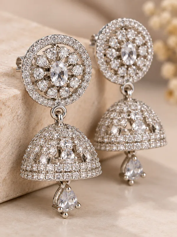 Silver_Tone_Crystal_Jhumka_Earrings